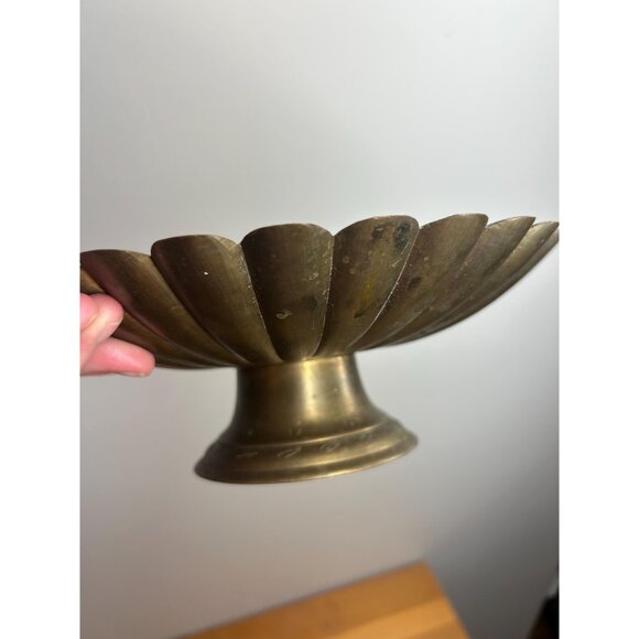 Sarna Brass India Footed Etched Trinket Dish Anthropology Vibe Boho Beauty - Picture 2 of 8